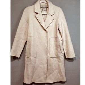 TRAFALUC ZARA Coat Womens Size Small Beige Double Breasted Boucle Pockets Winter